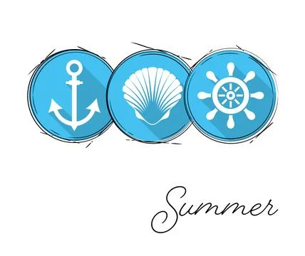 Vector summer design with marine flat icons イラスト素材