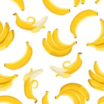 Vector summer exotic pattern with yellow bananas. Seamless texture design. Illustrazione stock