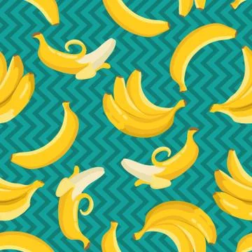Vector summer exotic pattern with yellow bananas. Seamless texture design. Stock Illustration