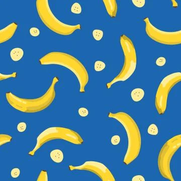 Vector summer exotic pattern with yellow bananas. Seamless texture design. Stock Illustration