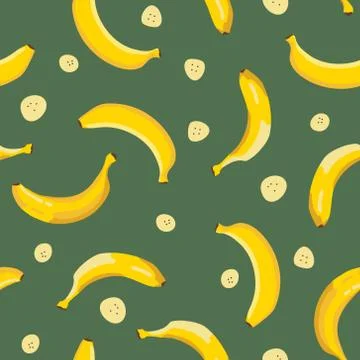 Vector summer exotic pattern with yellow bananas. Seamless texture design. Stock Illustration