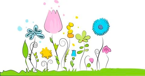 Vector summer floral background white. Stock Illustration