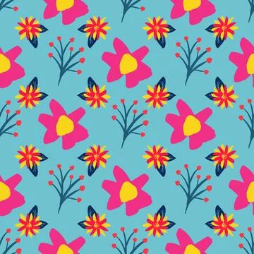 Vector summer floral repeat pattern illustration Stock Illustration