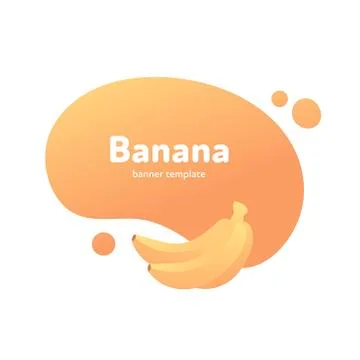 Vector summer fruit modern fluid banner template. Banana. Stock Illustration