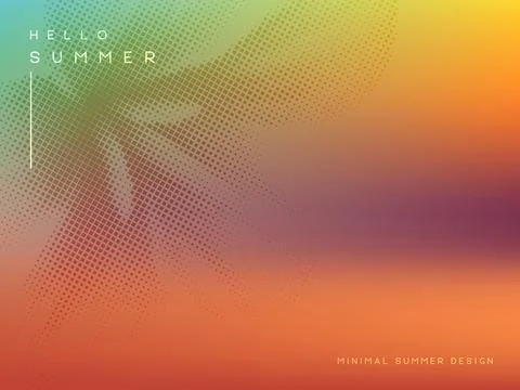 Vector summer gradient background with tropical leaves. イラスト素材