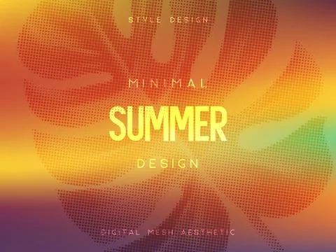 Vector summer gradient background with tropical leaves. イラスト素材
