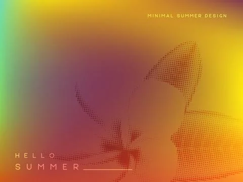 Vector summer gradient background with tropical leaves. イラスト素材