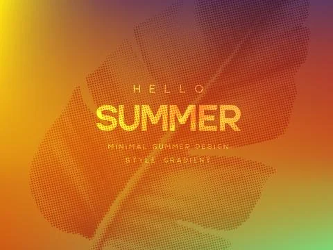 Vector summer gradient background with tropical leaves. イラスト素材