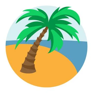 Vector summer illustration. Palm tree on the seashore Stock Illustration