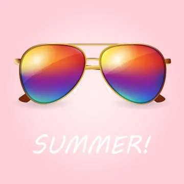 Vector summer illustration of realistic colored sunglasses Stock Illustration