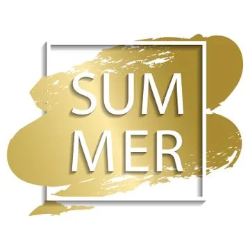 Vector summer illustration of white frame on golden background Stock Illustration