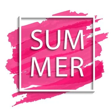 Vector summer illustration of white frame on pink background Stock Illustration