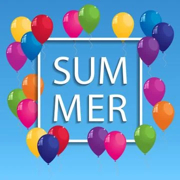 Vector summer illustration of white frame on blue background Stock Illustration