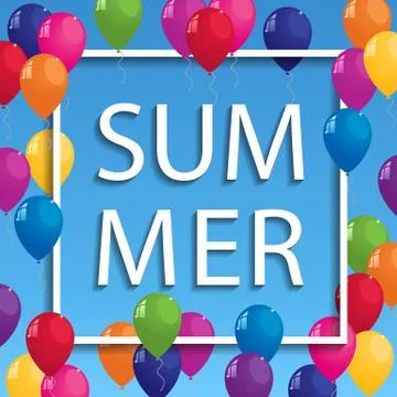 Vector summer illustration of white frame on blue background Stock Illustration