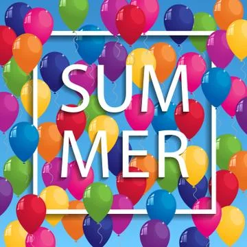 Vector summer illustration of white frame on blue background Stock Illustration