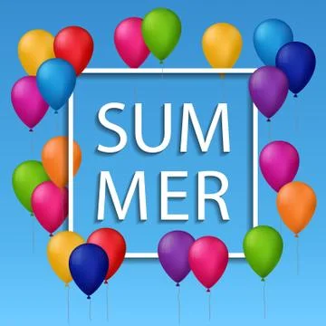 Vector summer illustration of white frame on blue background Stock Illustration