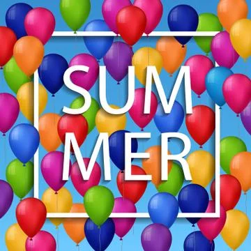 Vector summer illustration of white frame on blue background Stock Illustration