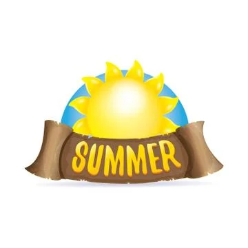 Vector summer label with orange sun Illustrazione stock