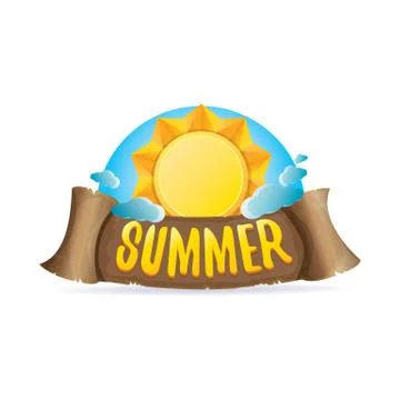 Vector summer label with orange sun Stock Illustration