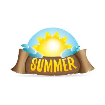 Vector summer label with orange sun Illustrazione stock