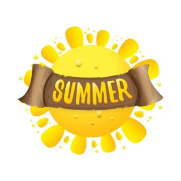 Vector summer label with orange sun Illustrazione stock
