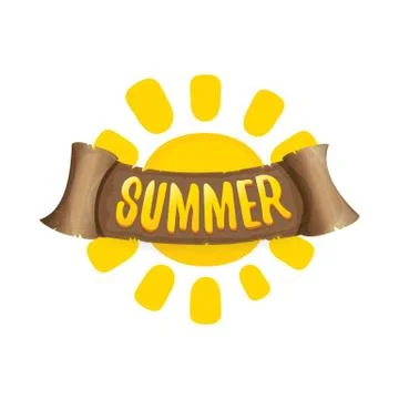 Vector summer label with orange sun Illustrazione stock
