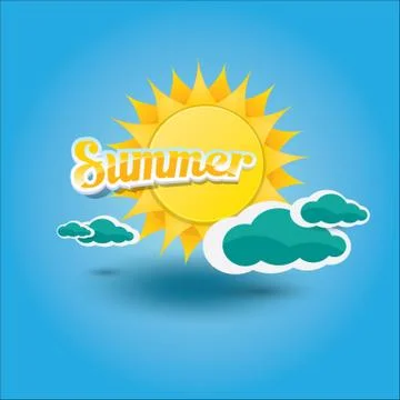 Vector summer label. summer icon with sun Stock Illustration