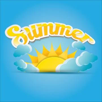 Vector summer label. summer icon with sun Illustrazione stock