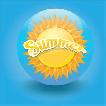Vector summer label. summer icon with sun 스톡 일러스트