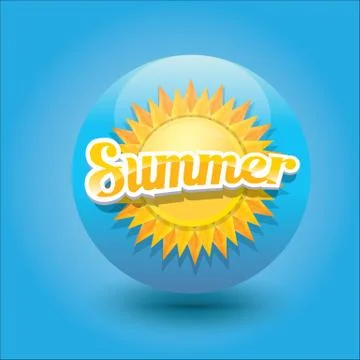 Vector summer label. summer icon with sun Stock Illustration