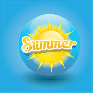 Vector summer label. summer icon with sun Stock Illustration
