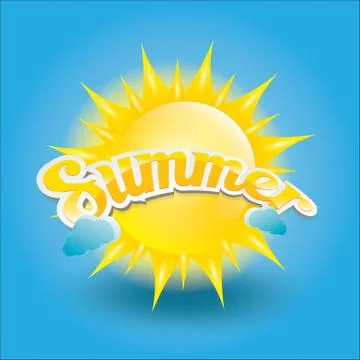 Vector summer label. summer icon with sun 스톡 일러스트