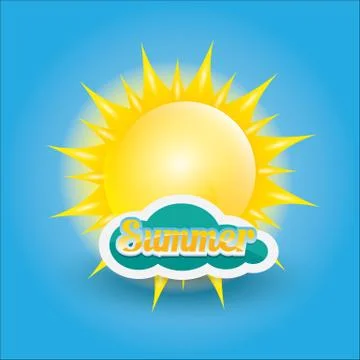 Vector summer label. summer icon with sun Illustrazione stock