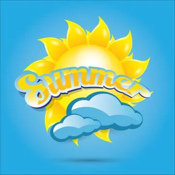 Vector summer label. summer icon with sun Illustrazione stock