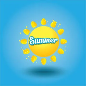 Vector summer label. summer icon with sun Stock Illustration