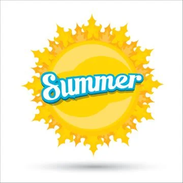 Vector summer label. summer icon with sun Illustrazione stock