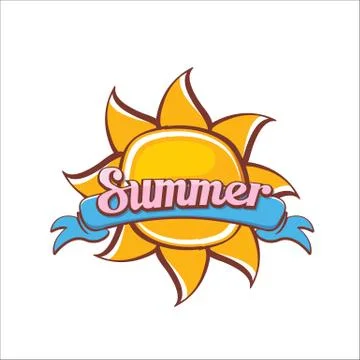 Vector summer label. summer icon with sun 스톡 일러스트