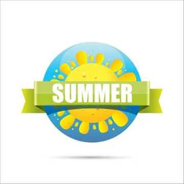 Vector summer label. summer icon with sun Stock Illustration