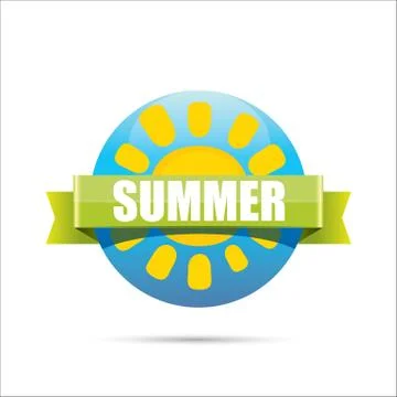 Vector summer label. summer icon with sun Illustrazione stock