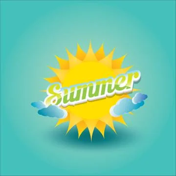 Vector summer label. summer icon with sun Illustrazione stock
