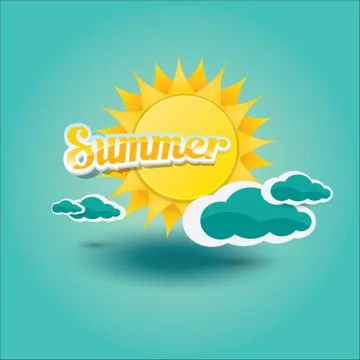 Vector summer label. summer icon with sun Illustrazione stock