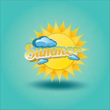 Vector summer label. summer icon with sun 스톡 일러스트