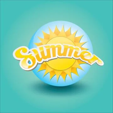 Vector summer label. summer icon with sun Illustrazione stock