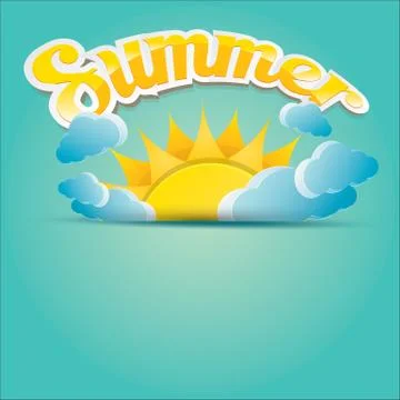 Vector summer label. summer icon with sun Stock Illustration