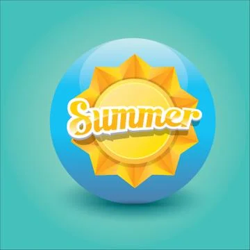 Vector summer label. summer icon with sun イラスト素材