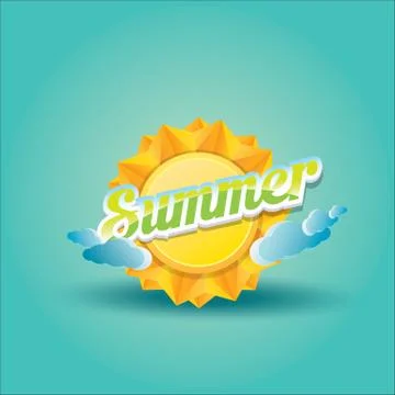 Vector summer label. summer icon with sun 스톡 일러스트