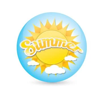 Vector summer label. summer icon with sun Illustrazione stock