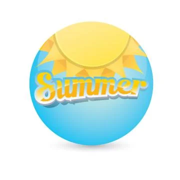 Vector summer label. summer icon with sun Illustrazione stock