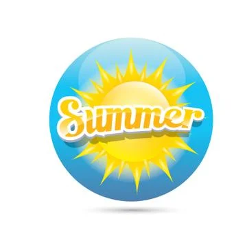 Vector summer label. summer icon with sun Illustrazione stock