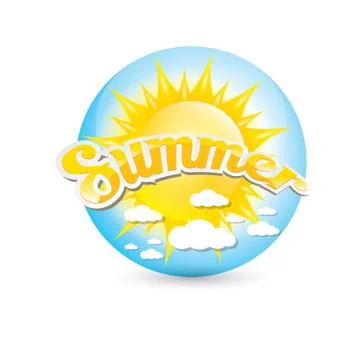 Vector summer label. summer icon with sun Illustrazione stock